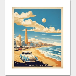 Beaches of Mar del Plata Argentina Vintage Tourism Poster Posters and Art